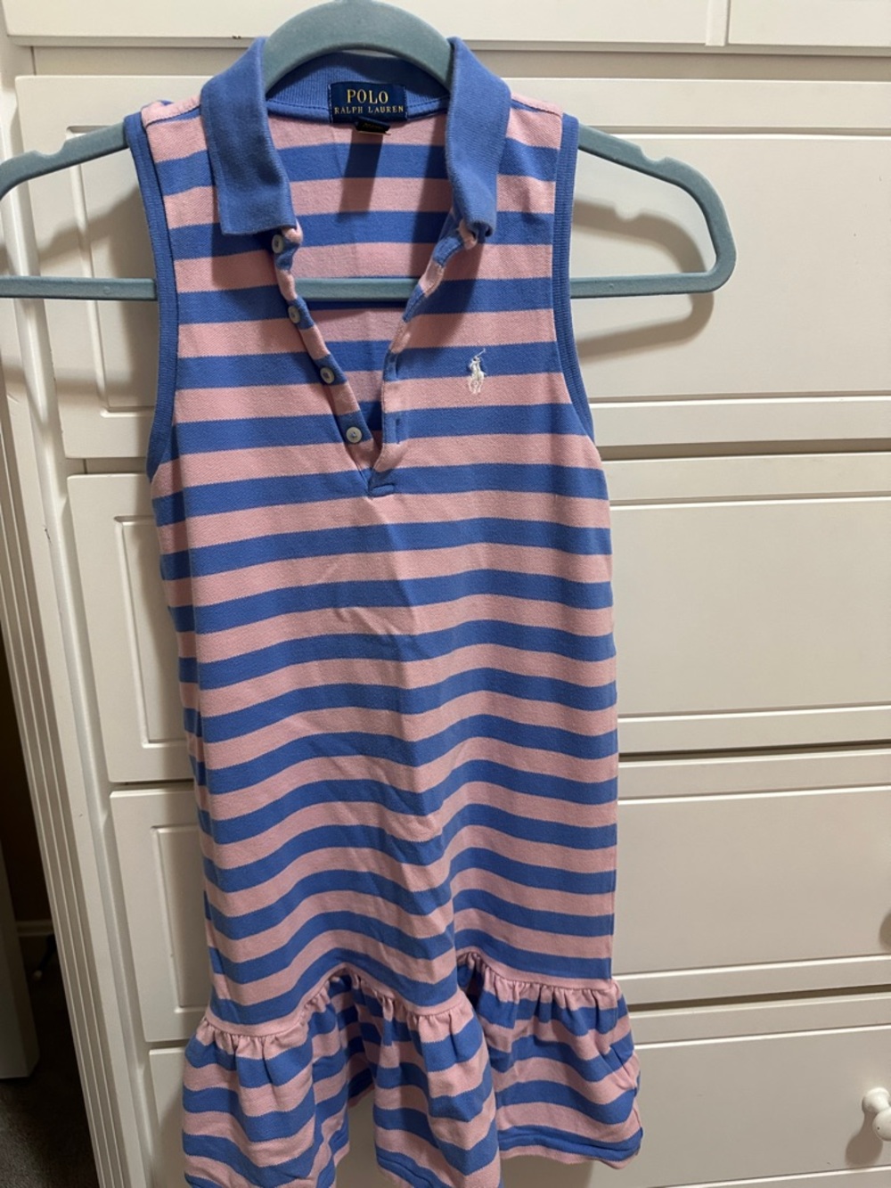 Polo by Ralph Lauren Pink and Blue Striped Sleeveless Polo Dress